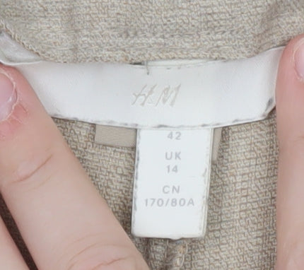 H&M Women’s Beige Paperbag Trousers Size 14 Belted Tapered Pants
