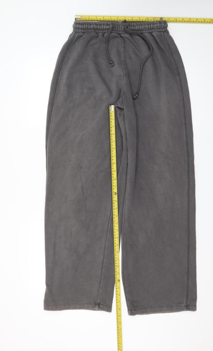 Zara Women Grey Fleece Sweatpants S Elastic Waist Comfort Fit