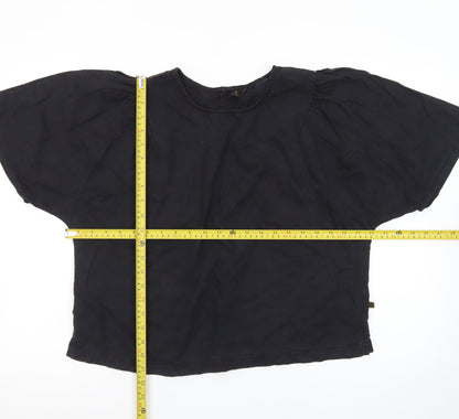 Superdry Women's Black Lyocell Short Sleeve Blouse Size 16