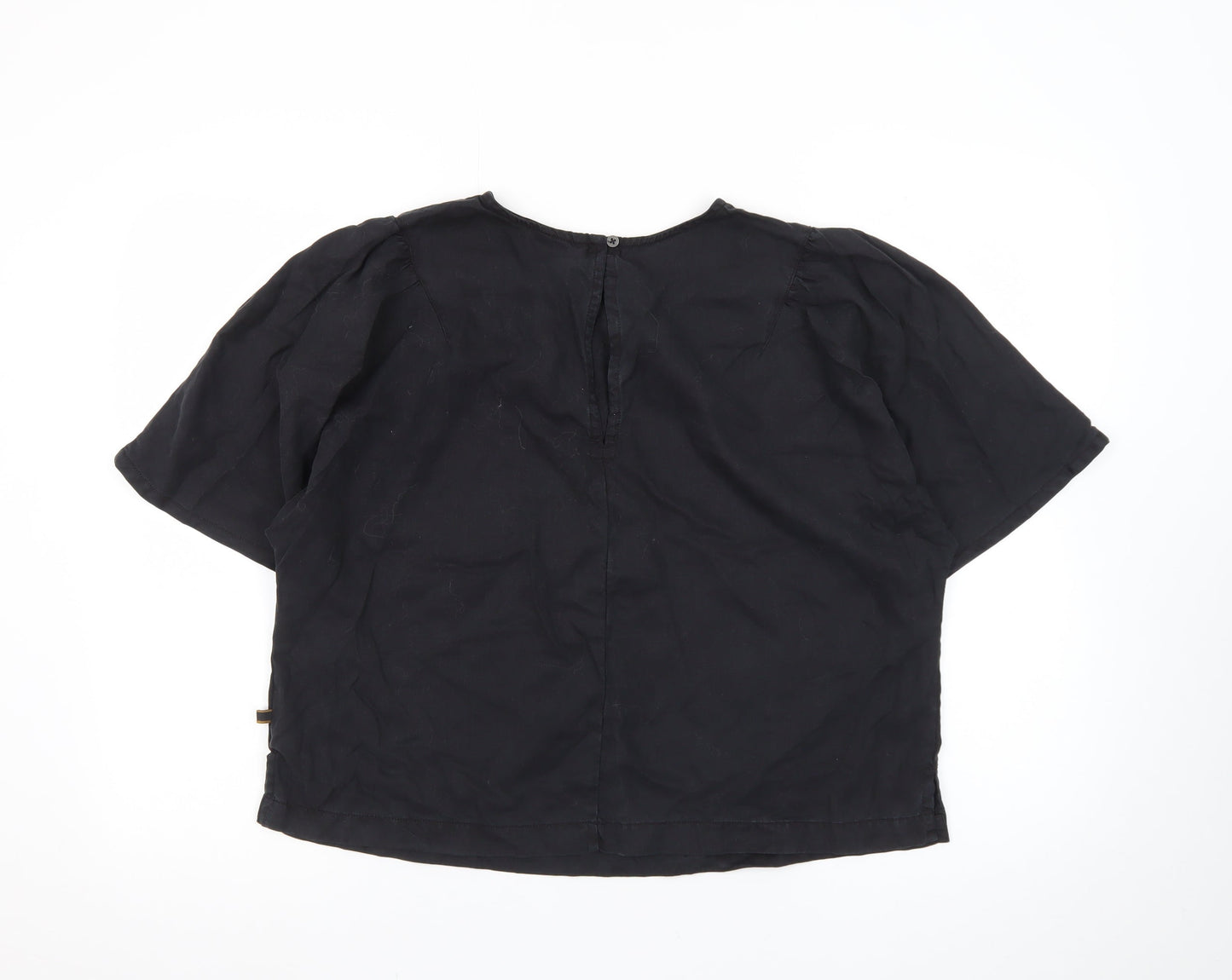 Superdry Women's Black Lyocell Short Sleeve Blouse Size 16
