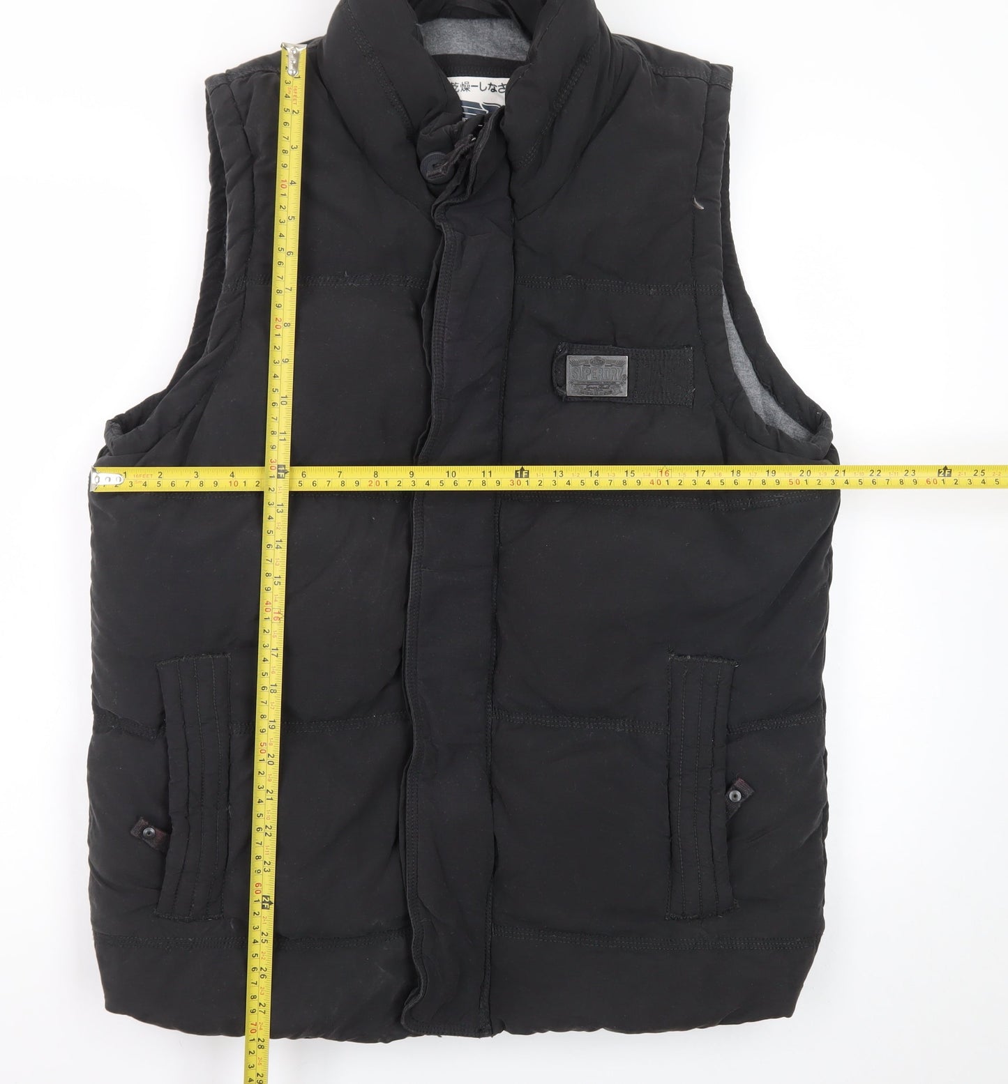 Superdry Men's Black XL Puffer Academy Gilet Waistcoat