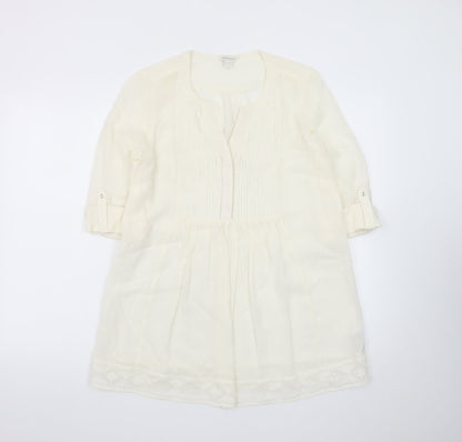 Monsoon Women Ivory 3/4 Sleeve Tunic Blouse Size 8
