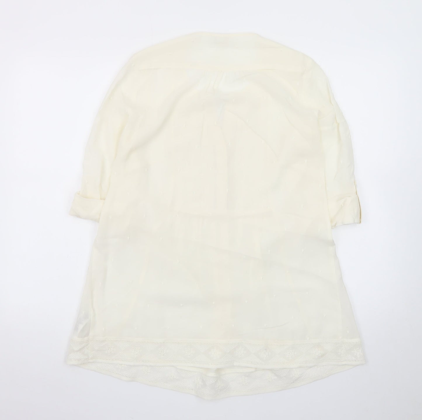 Monsoon Women Ivory 3/4 Sleeve Tunic Blouse Size 8