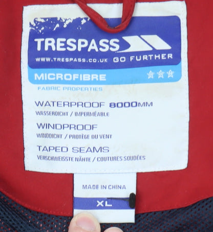 Trespass Men's Red XL Waterproof Hooded Rain Jacket
