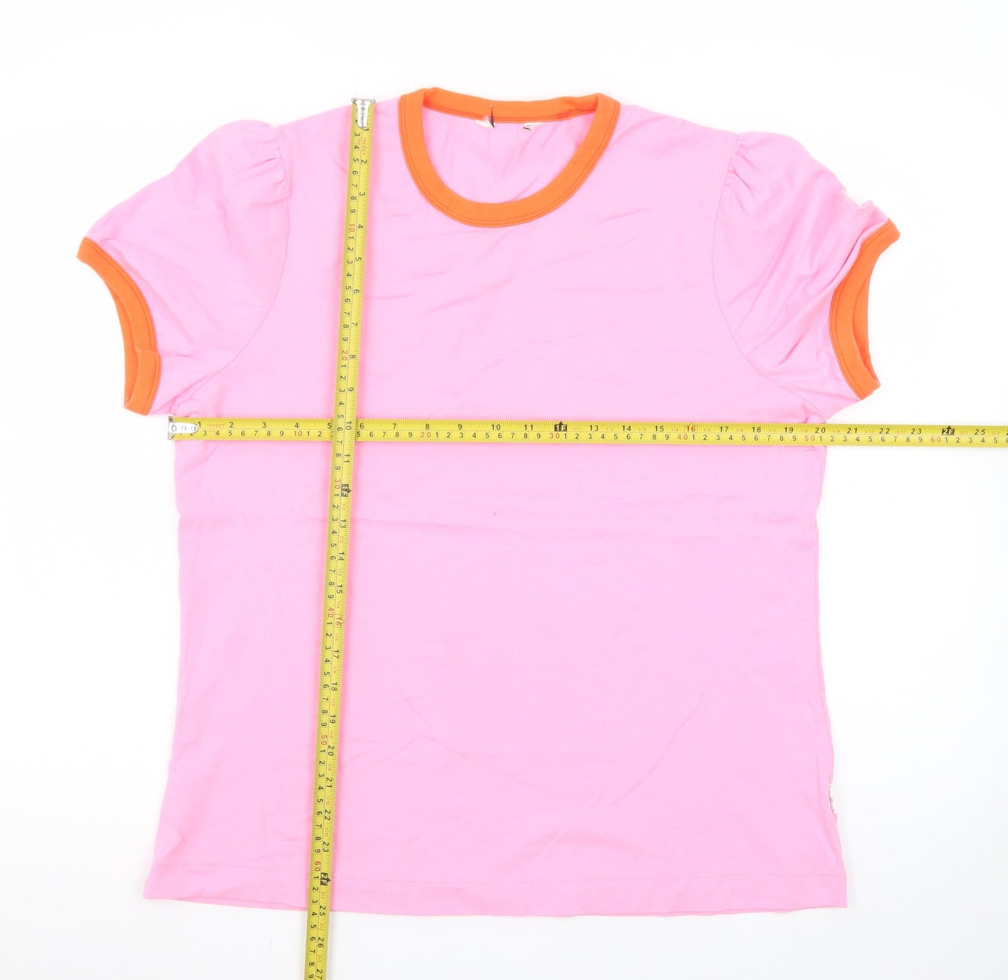 Joules Women’s Pink Orange Ringer Cotton T-Shirt UK 16