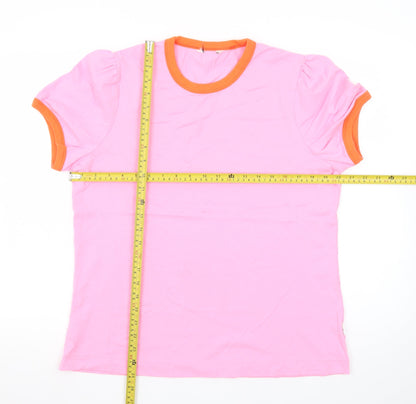 Joules Women’s Pink Orange Ringer Cotton T-Shirt UK 16