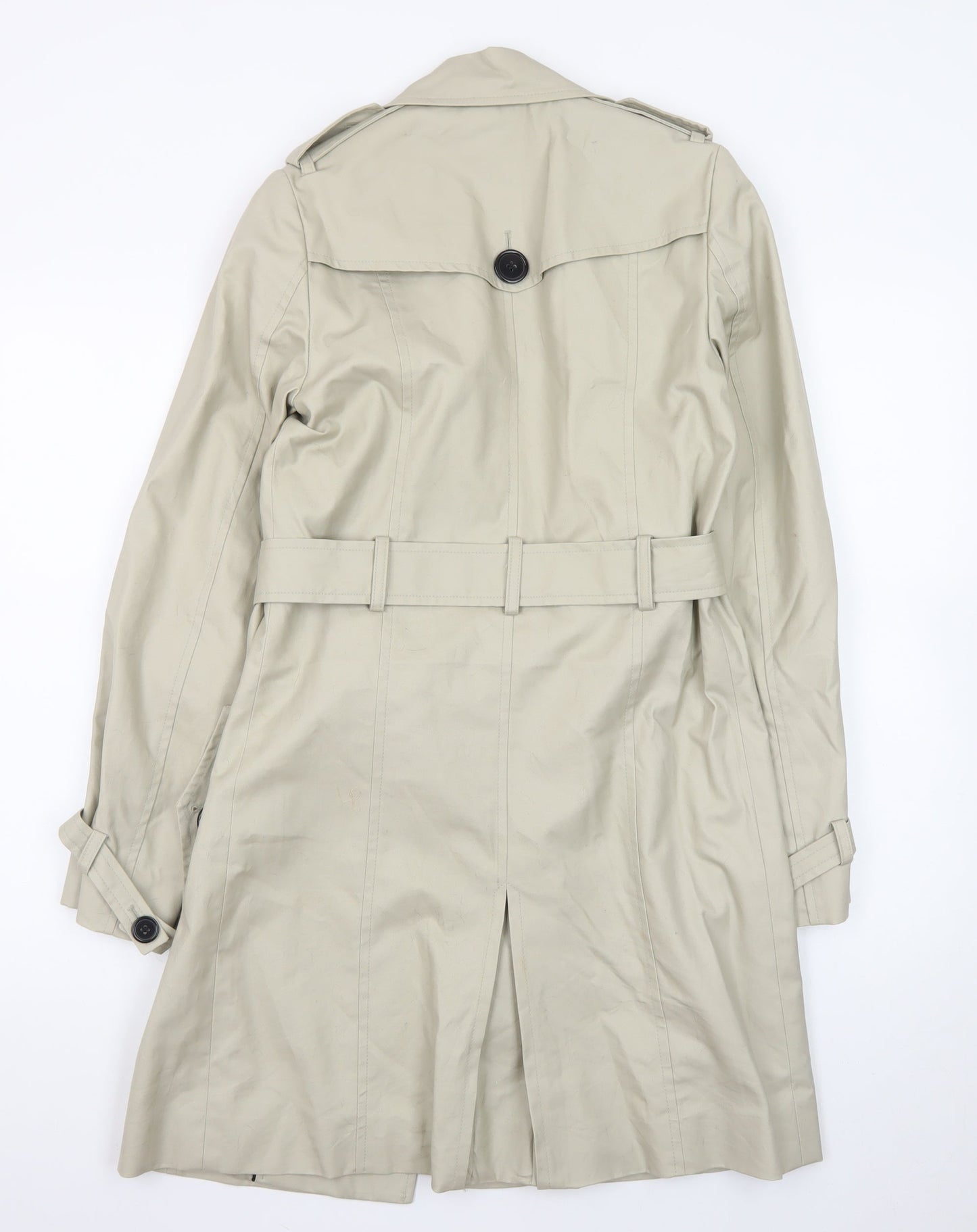 Laura Clement Womens Beige Trench Coat Size 6 Belted Classic Style