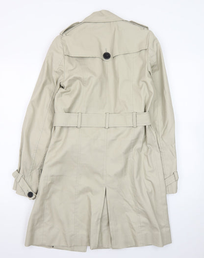 Laura Clement Womens Beige Trench Coat Size 6 Belted Classic Style
