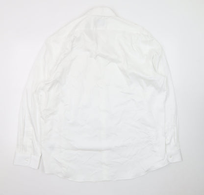 Marks and Spencer Men's White 2XL Regular Fit Cotton Long Sleeve Shirt