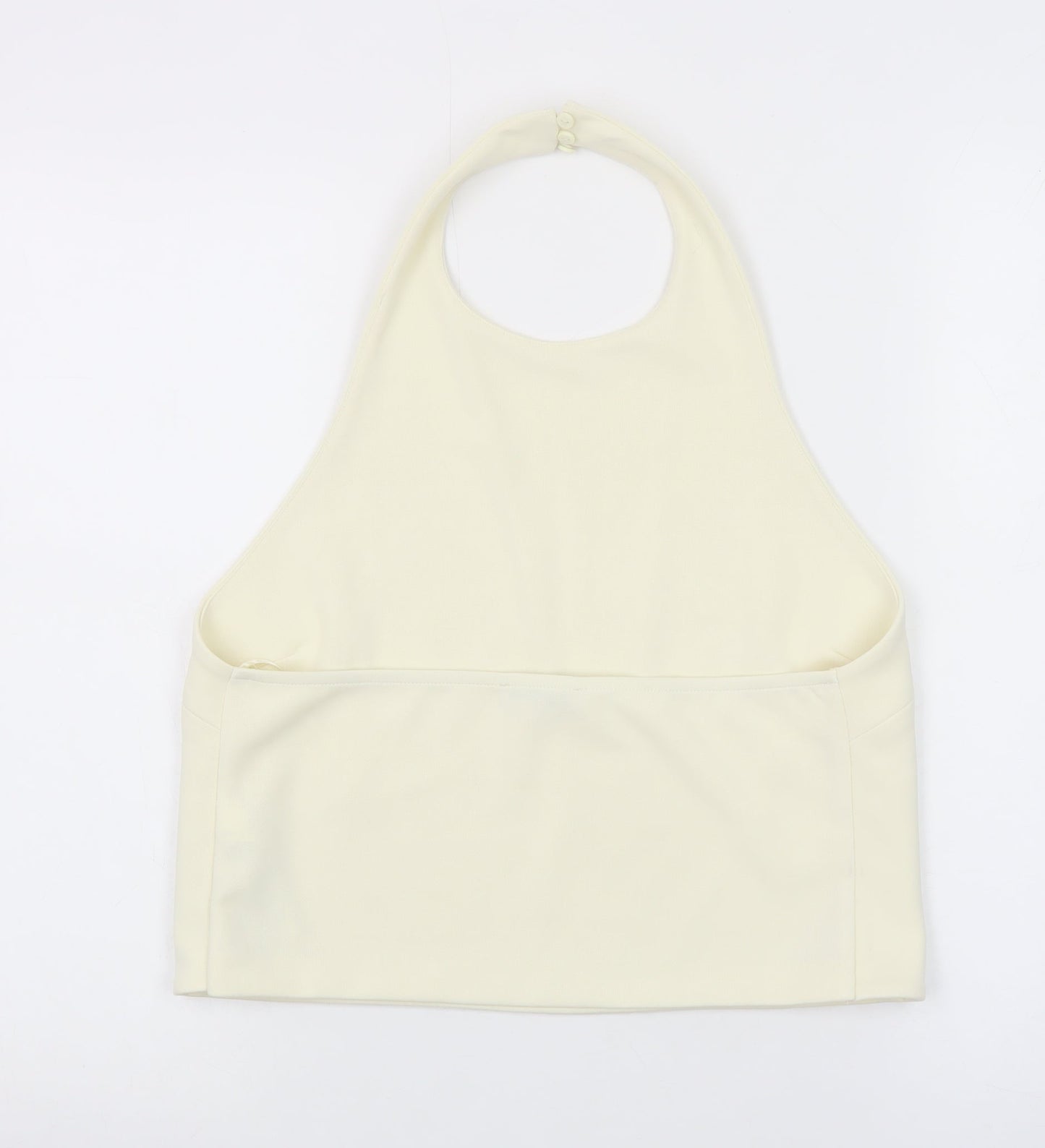 Zara Women Ivory Halter Camisole Stretch Jersey Tank Top Size L
