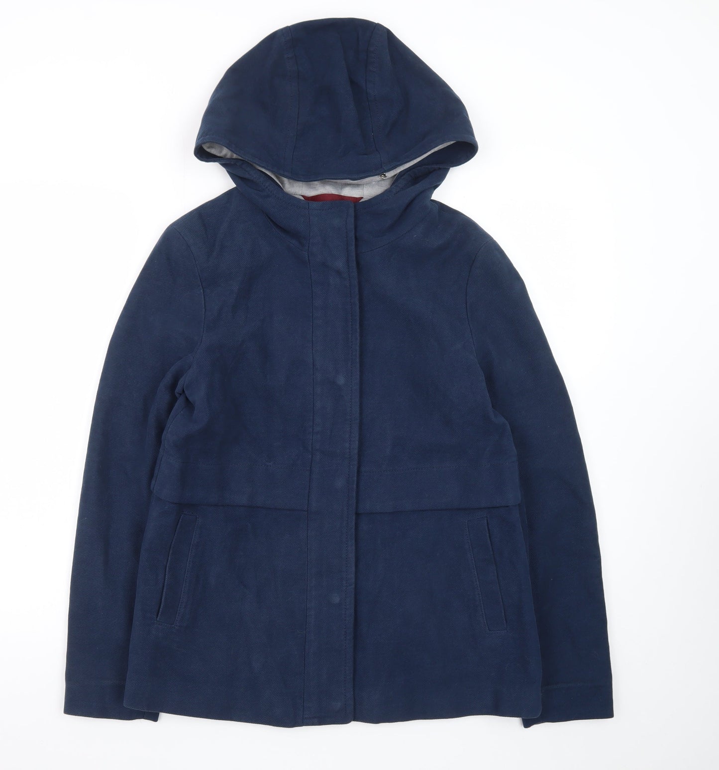 White Stuff Women's Blue Hooded Cotton Parka Jacket Size 8