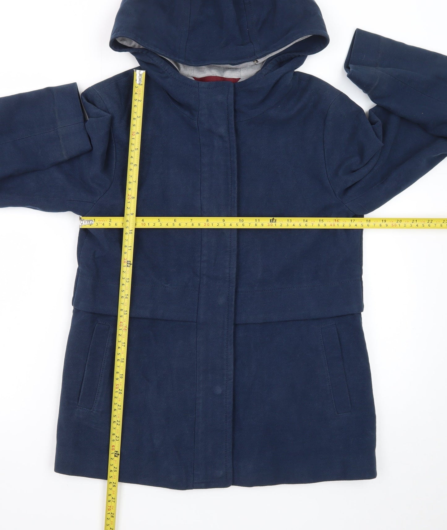 White Stuff Women's Blue Hooded Cotton Parka Jacket Size 8
