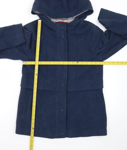 White Stuff Women's Blue Hooded Cotton Parka Jacket Size 8