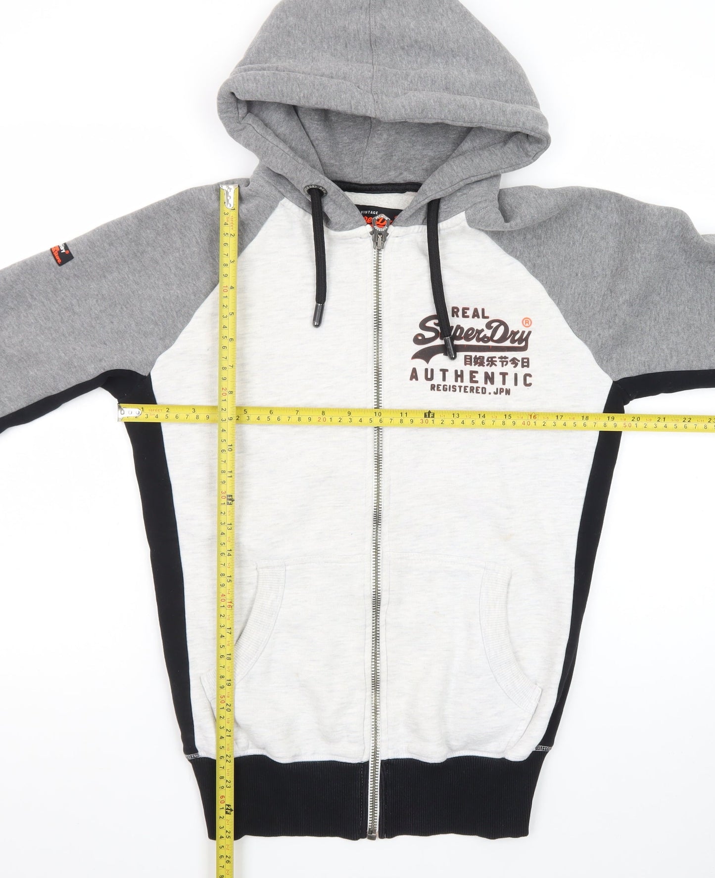 Superdry Men's Grey Full Zip Hoodie S Logo Fleece Classic Style