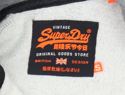 Superdry Men's Grey Full Zip Hoodie S Logo Fleece Classic Style