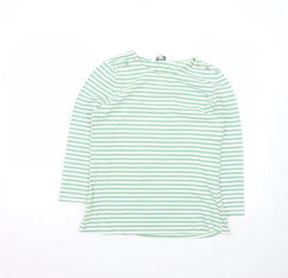 Principles Petite Women's Green Striped 3/4 Sleeve Cotton T-Shirt Size 12