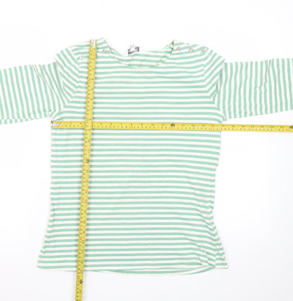 Principles Petite Women's Green Striped 3/4 Sleeve Cotton T-Shirt Size 12