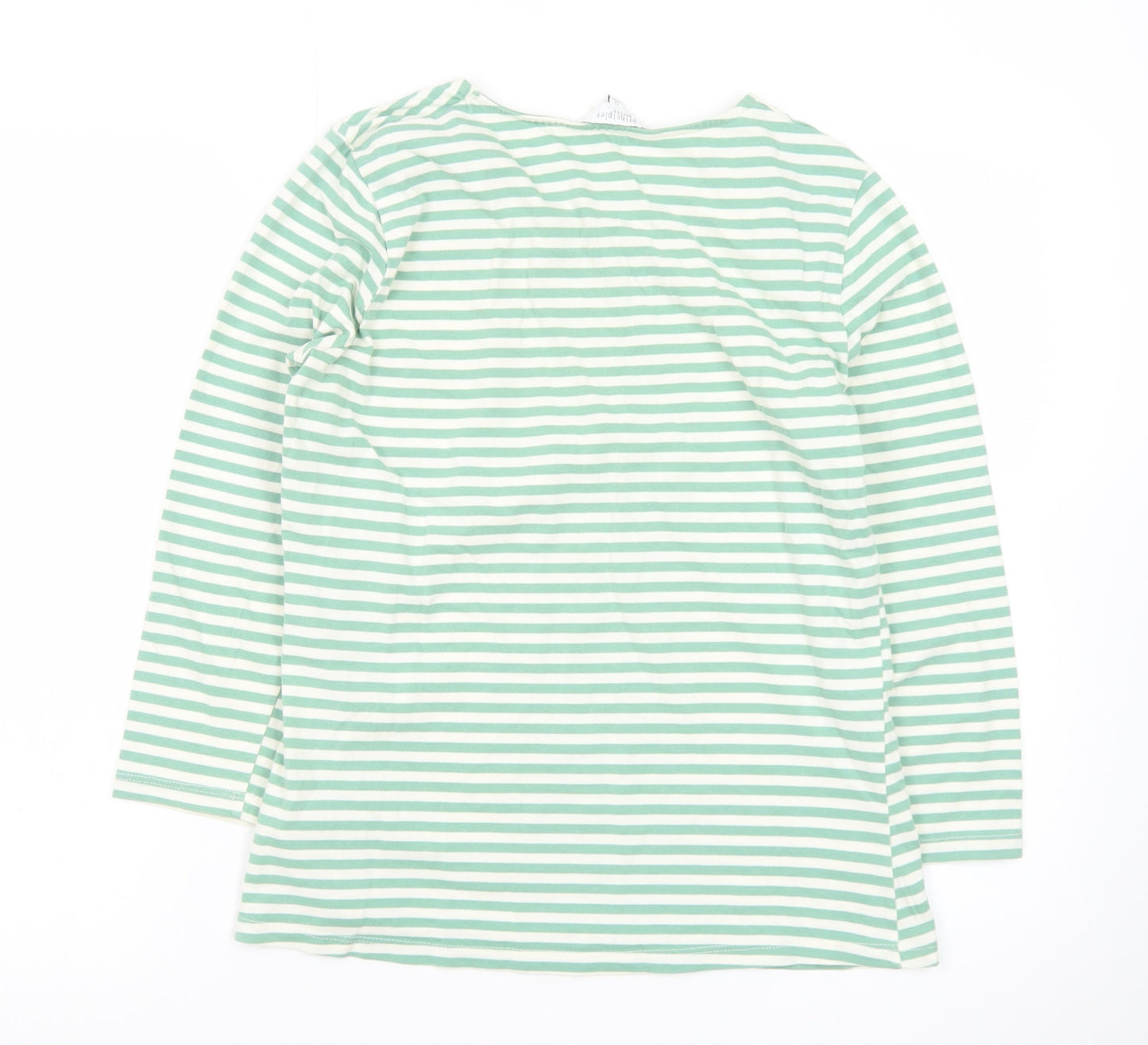 Principles Petite Women's Green Striped 3/4 Sleeve Cotton T-Shirt Size 12