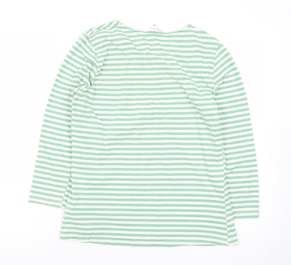 Principles Petite Women's Green Striped 3/4 Sleeve Cotton T-Shirt Size 12