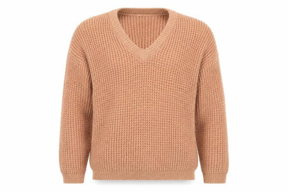 Peter Werth Men's Beige Wool Chunky V-Neck Jumper Size M