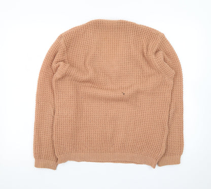 Peter Werth Men's Beige Wool Chunky V-Neck Jumper Size M