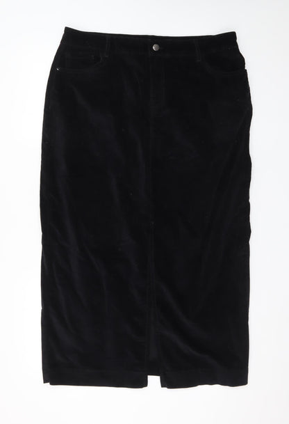 Sosandar Women's Black Velvet Midi Pencil Skirt Size 18