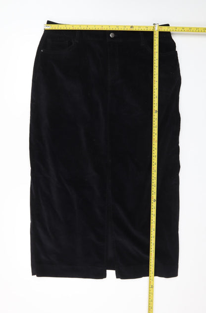Sosandar Women's Black Velvet Midi Pencil Skirt Size 18
