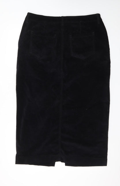 Sosandar Women's Black Velvet Midi Pencil Skirt Size 18