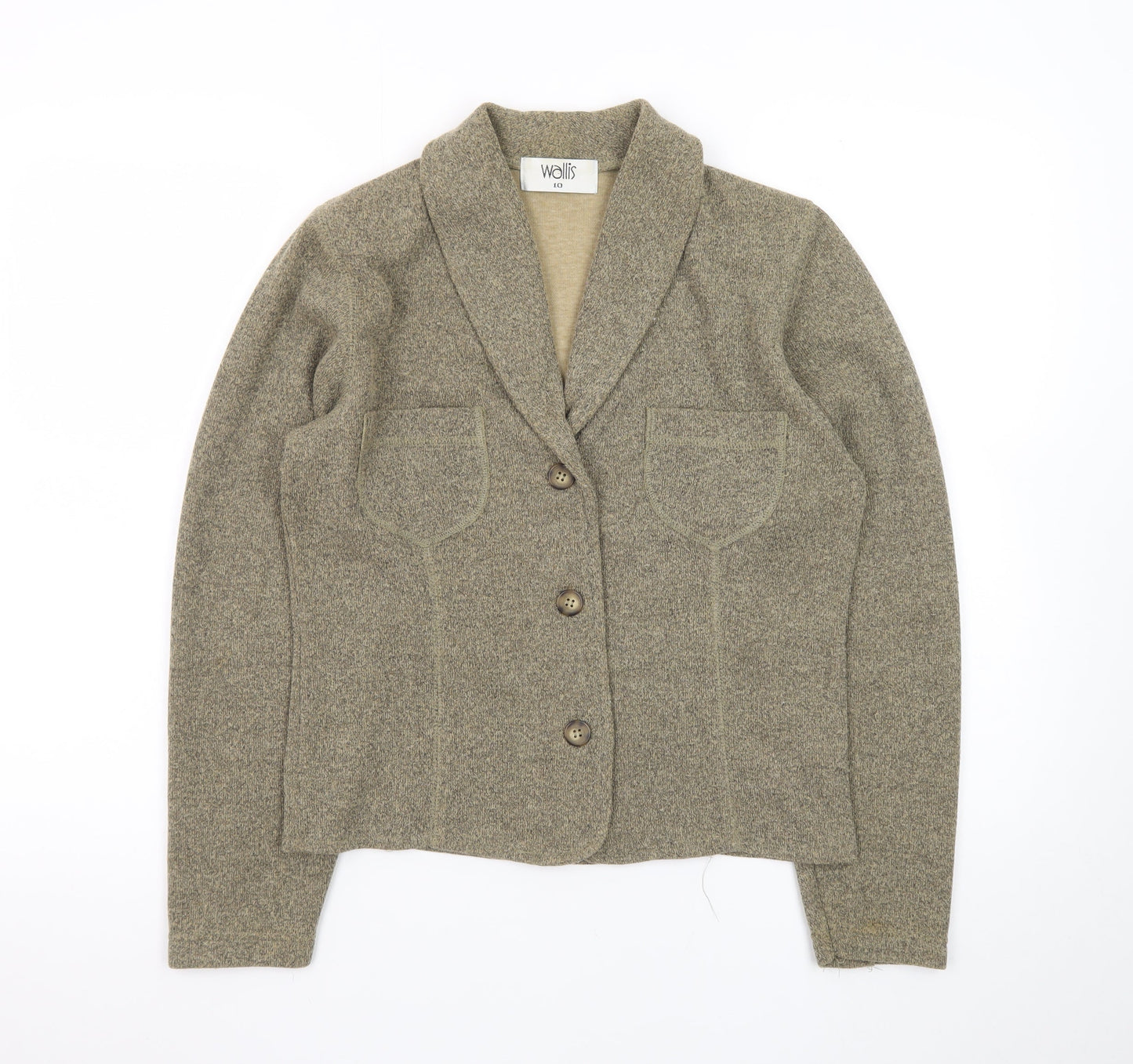 Wallis Womens Beige Knit Collared Button Cardigan Size 10