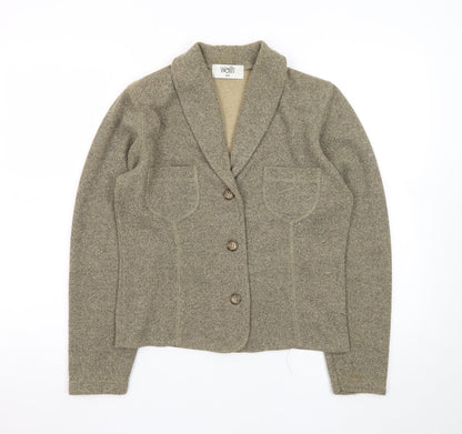 Wallis Womens Beige Knit Collared Button Cardigan Size 10