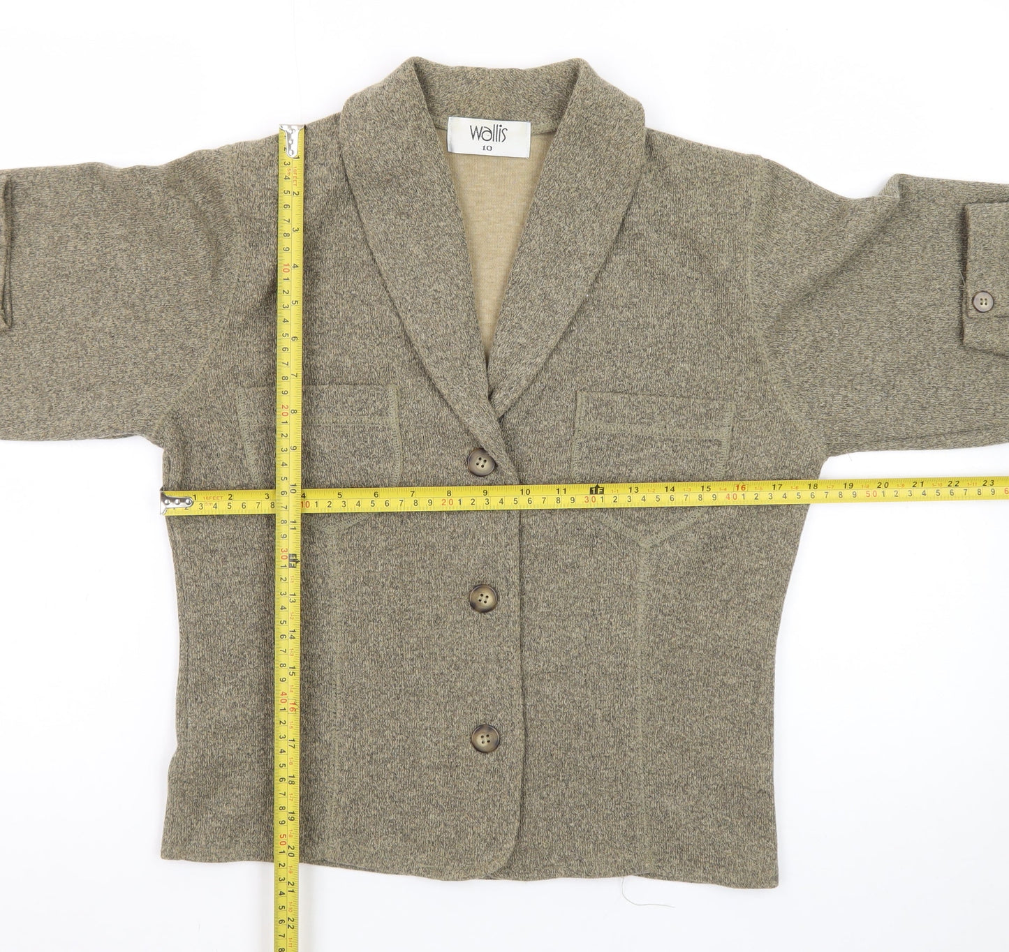 Wallis Womens Beige Knit Collared Button Cardigan Size 10