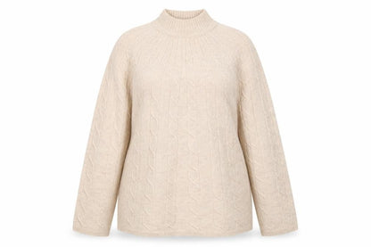 Paul Costelloe Women Beige Merino Wool Mock Neck Jumper Size 10