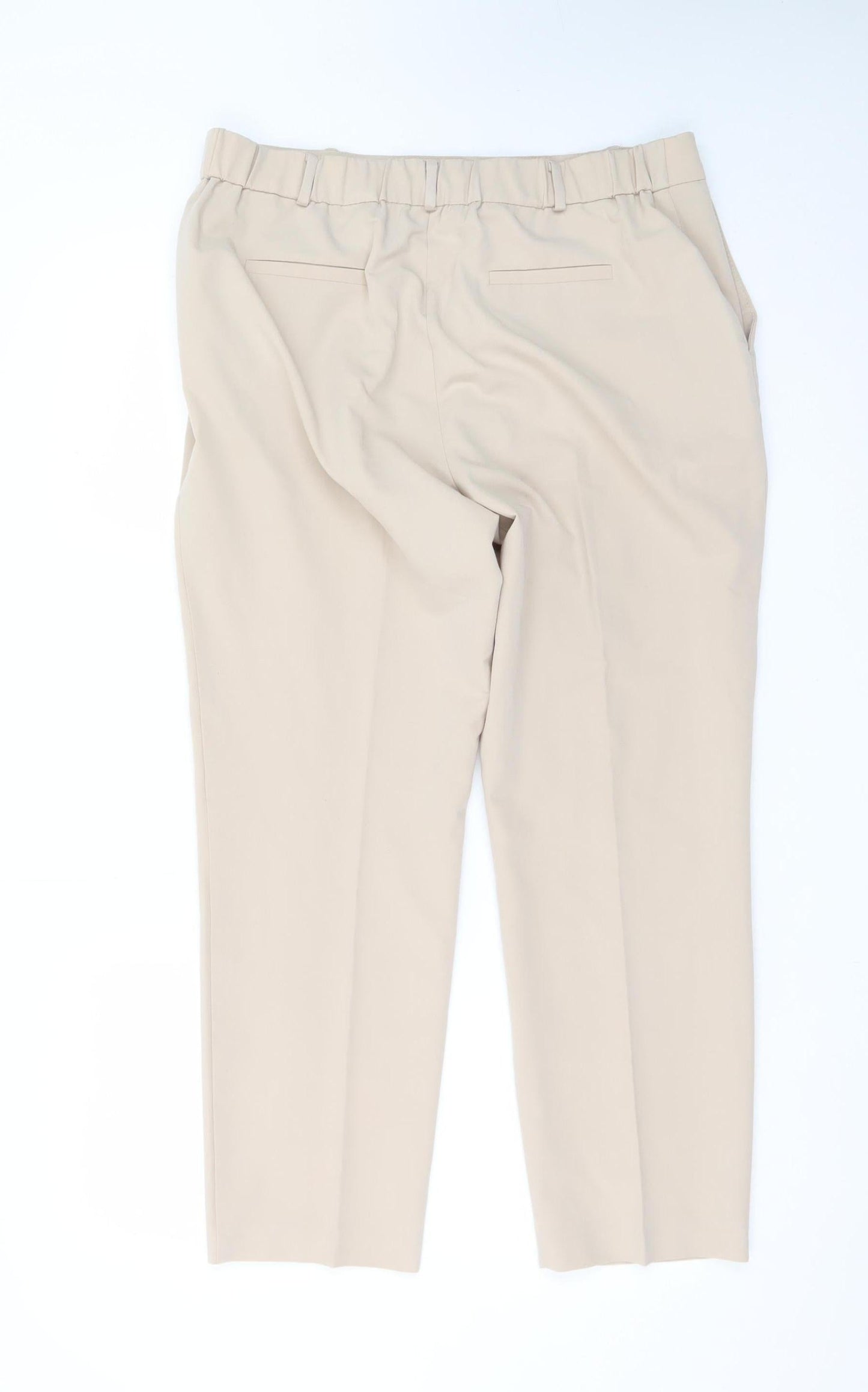 Dunnes Stores Women’s Beige Straight Leg Trousers Size 14 Polyester Blend