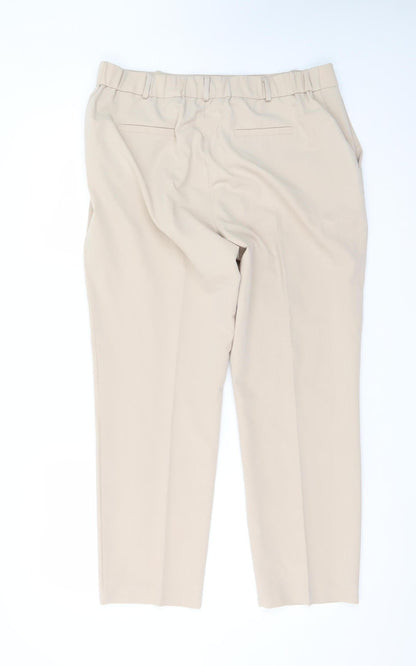 Dunnes Stores Women’s Beige Straight Leg Trousers Size 14 Polyester Blend