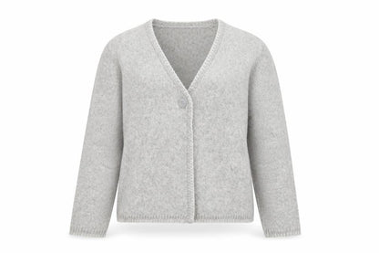 Marks & Spencer Women's Grey Wool Blend V-Neck Cardigan S