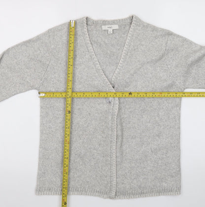 Marks and Spencer Women's Grey Wool Blend V-Neck Cardigan S