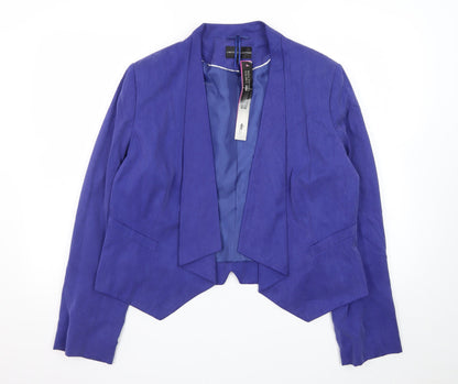 Marks & Spencer Women Blue Cropped Open Front Blazer UK 16