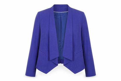 Marks & Spencer Women Blue Cropped Open Front Blazer UK 16
