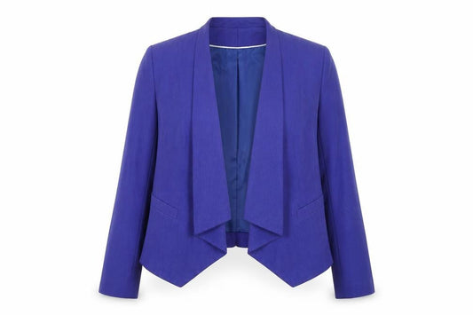 Marks & Spencer Women Blue Cropped Open Front Blazer UK 16