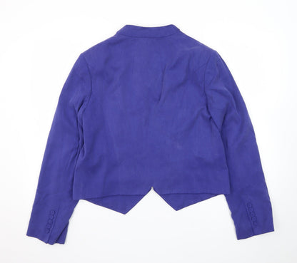 Marks & Spencer Women Blue Cropped Open Front Blazer UK 16