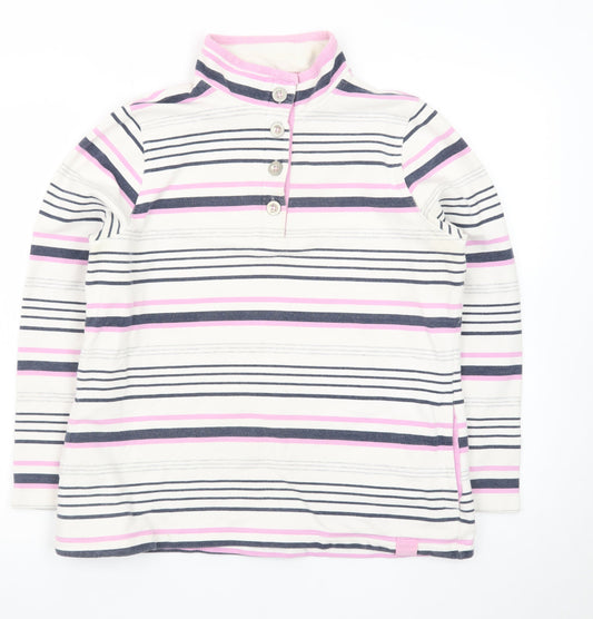 DASH Womens Pink Striped Henley Sweatshirt Size 14 Cotton Blend