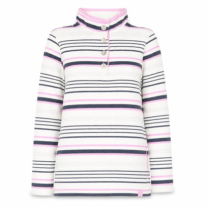 Dash Womens Pink Striped Henley Sweatshirt Size 14 Cotton Blend