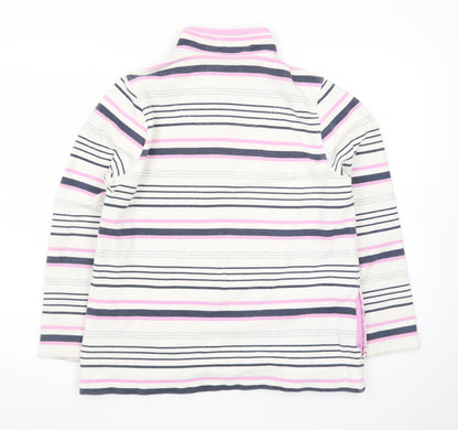DASH Womens Pink Striped Henley Sweatshirt Size 14 Cotton Blend