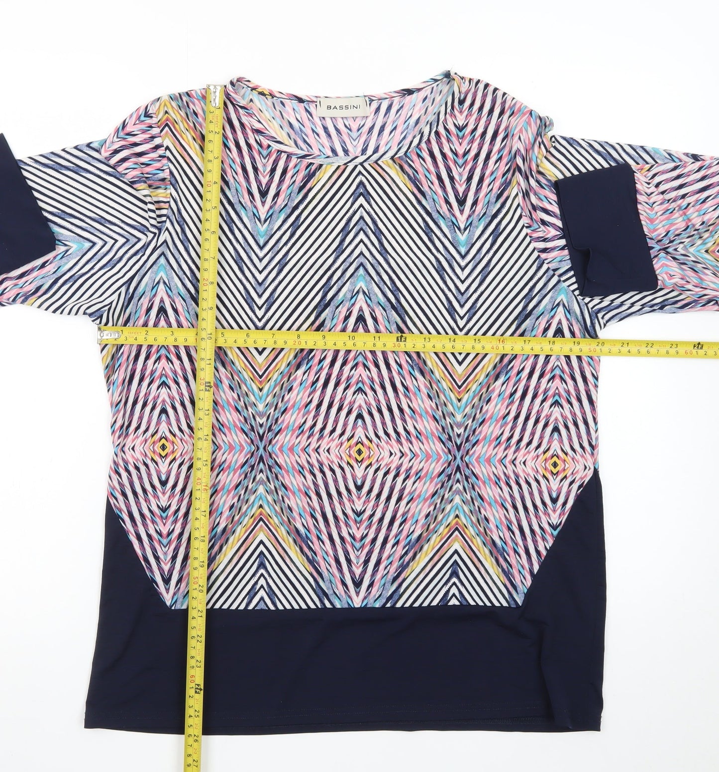 Bassini Women’s Multicoloured Geometric Tunic Top Size 18 3/4 Sleeve