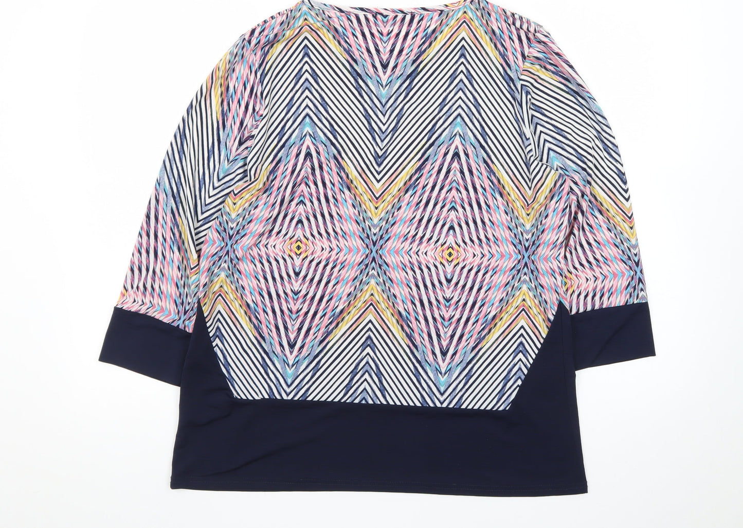 Bassini Women’s Multicoloured Geometric Tunic Top Size 18 3/4 Sleeve