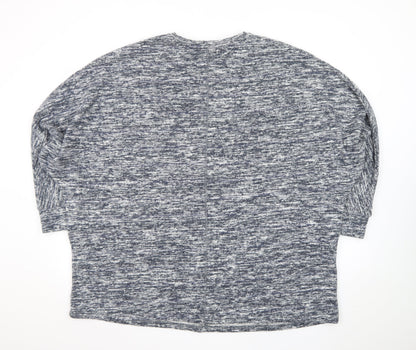 Yours Womens Blue Plus Size 22 Long Sleeve Relaxed Fit Jersey Top