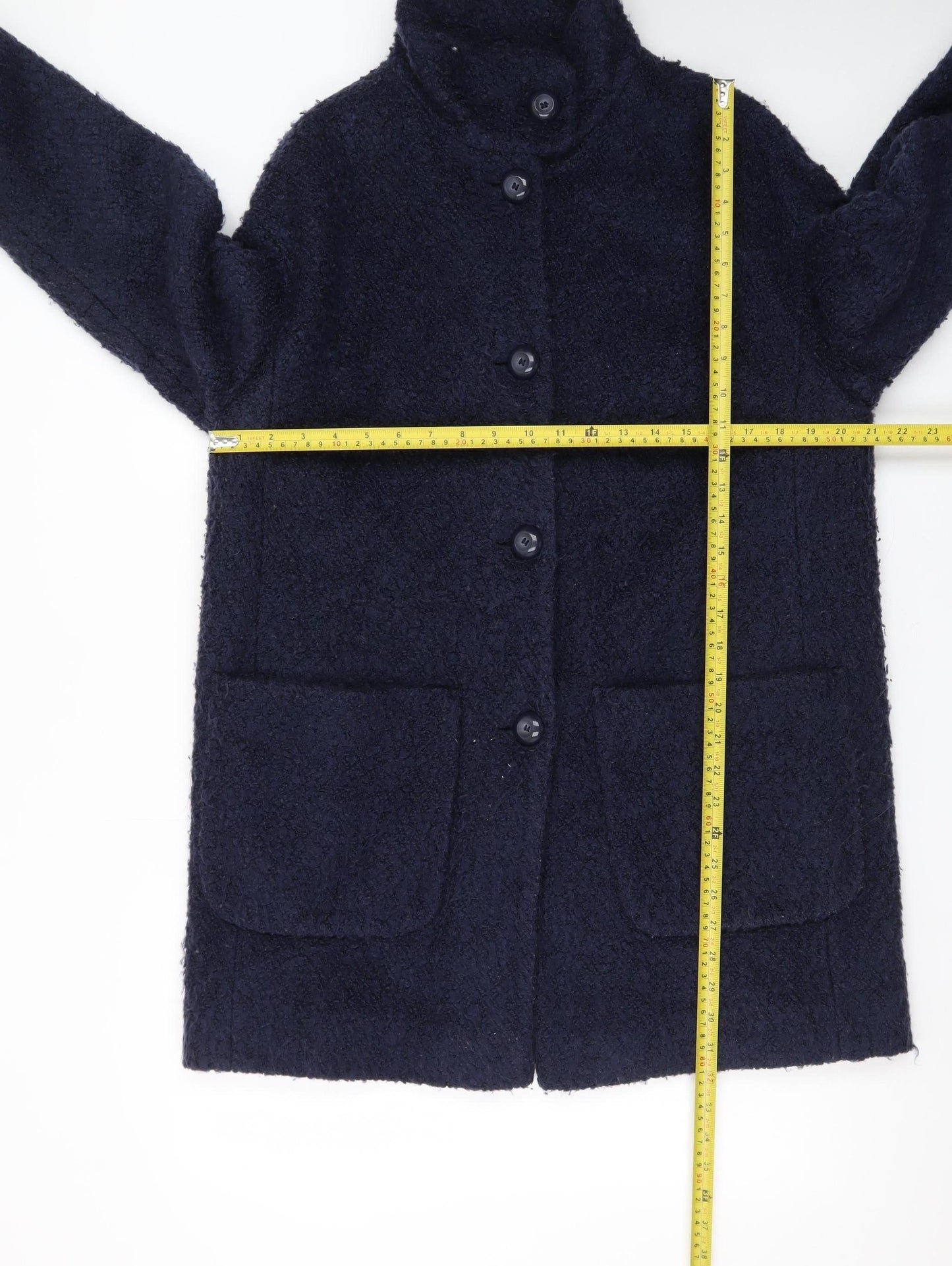 Marks and Spencer Womens Navy Blue Mid-Length Wool Blend Coat Size 14