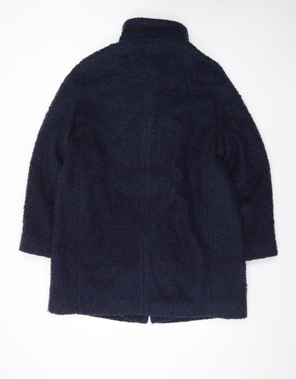 Marks and Spencer Womens Navy Blue Mid-Length Wool Blend Coat Size 14
