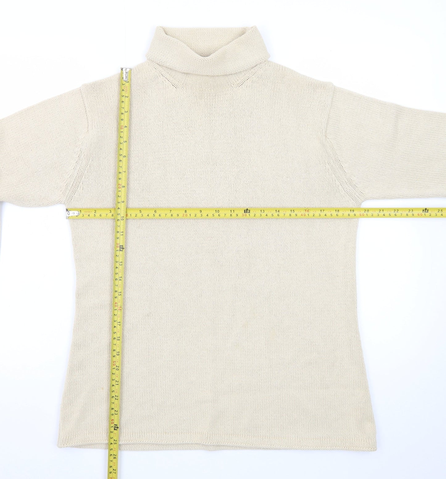 Laura Ashley Men’s Beige Roll Neck Cotton Jumper Medium