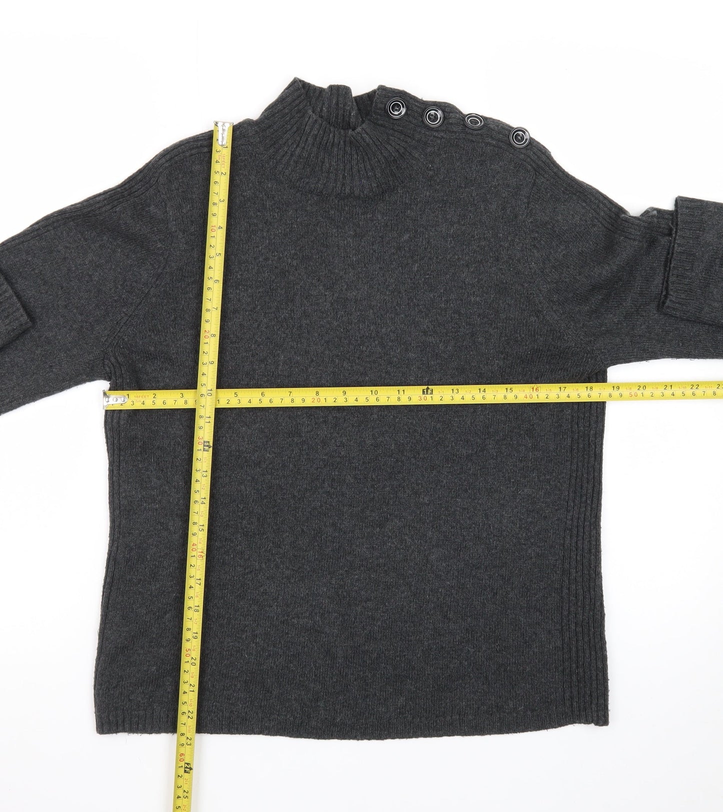Principles Women’s Grey Wool Blend Mock Neck Jumper Size 16